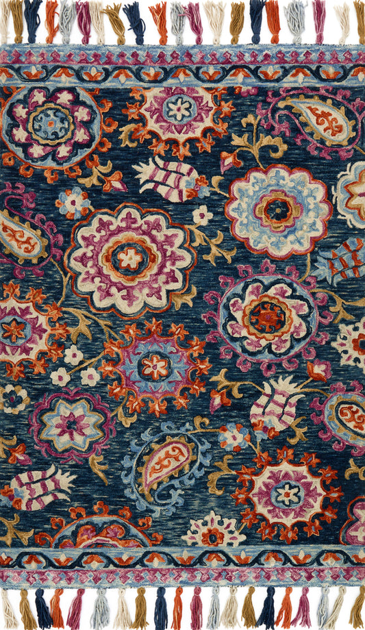 Farrah Rug in Navy & Plum