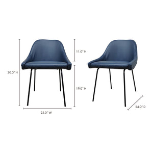 Moe's Home Blaze Dining Chair in Blue (30' x 22' x 24') - FN-1035-26