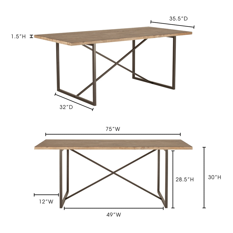 Moe's Home Sierra Dining Table in Brown (30' x 75' x 35.5') - FR-1017-23