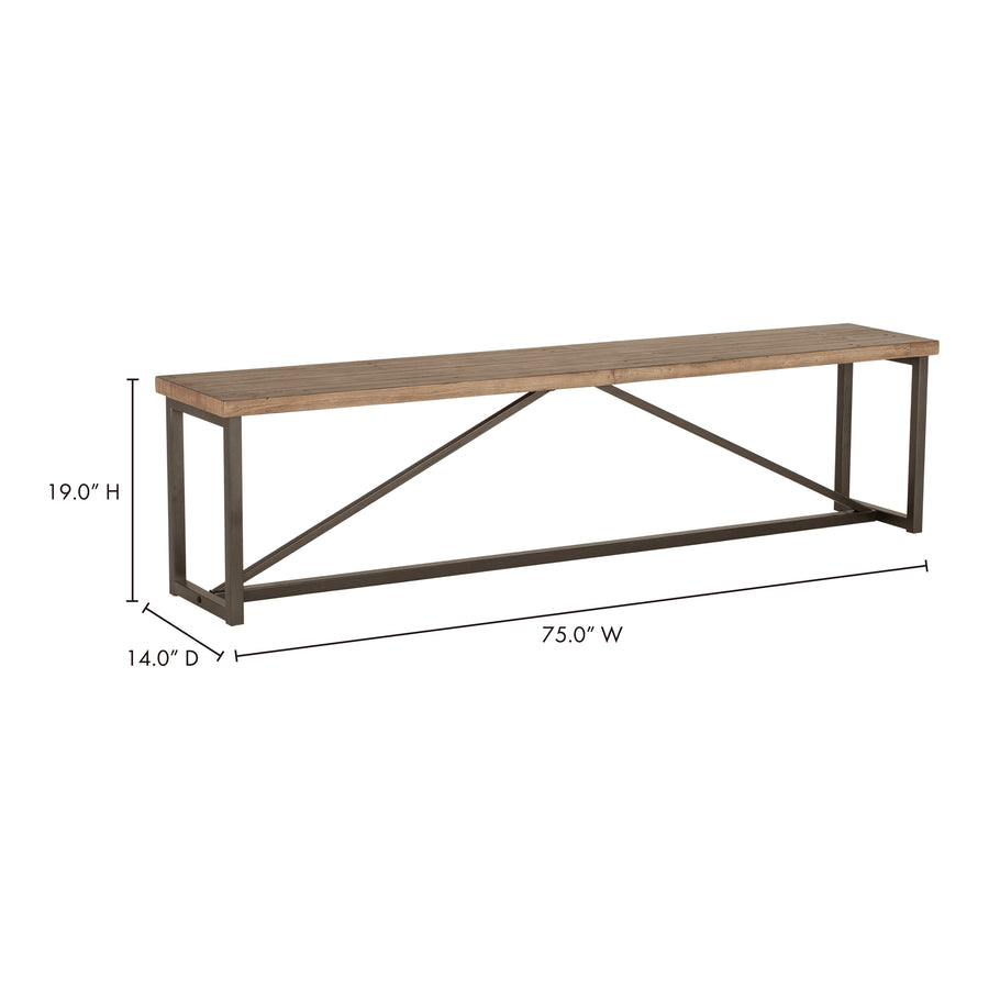 Moe's Home Sierra Dining Bench in Brown (19' x 75' x 14') - FR-1018-23