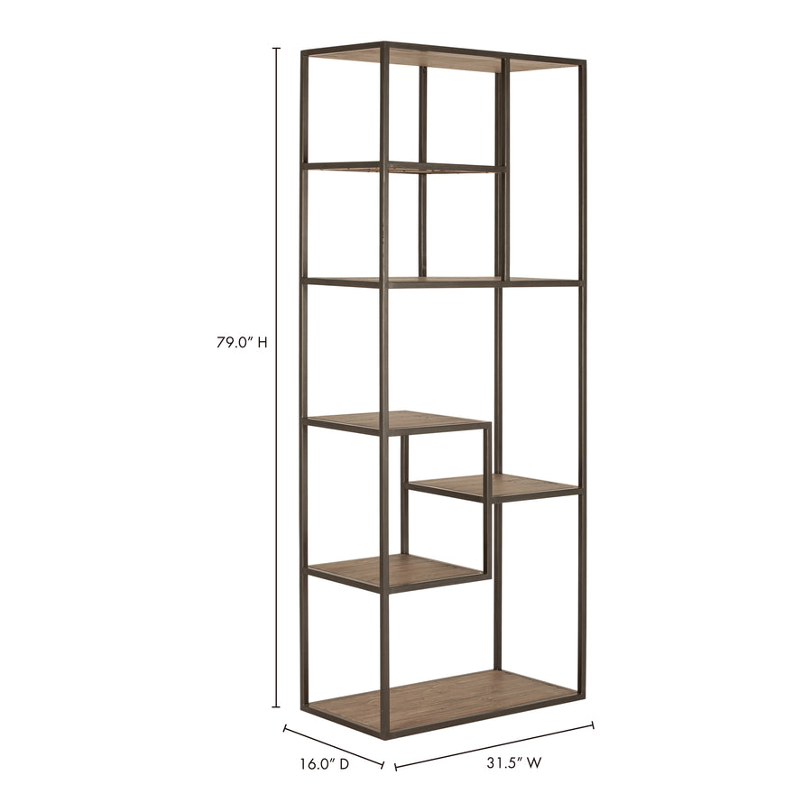 Moe's Home Sierra Bookshelf in Brown (79' x 31.5' x 16') - FR-1020-23