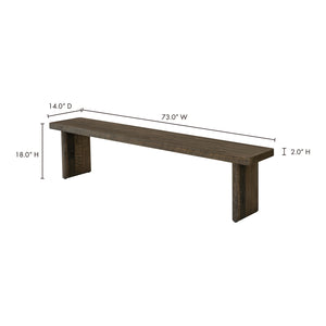 Moe's Home Monterey Dining Bench in Brown (18' x 73' x 14') - FR-1028-29