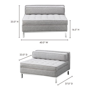 Moe's Home Covella Sectional in Grey (25' x 40' x 37') - FW-1003-29