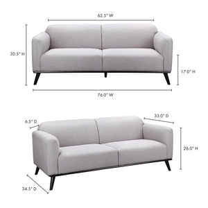 Moe's Home Peppy Sofa in Grey (30.5' x 76' x 34.5') - FW-1006-15
