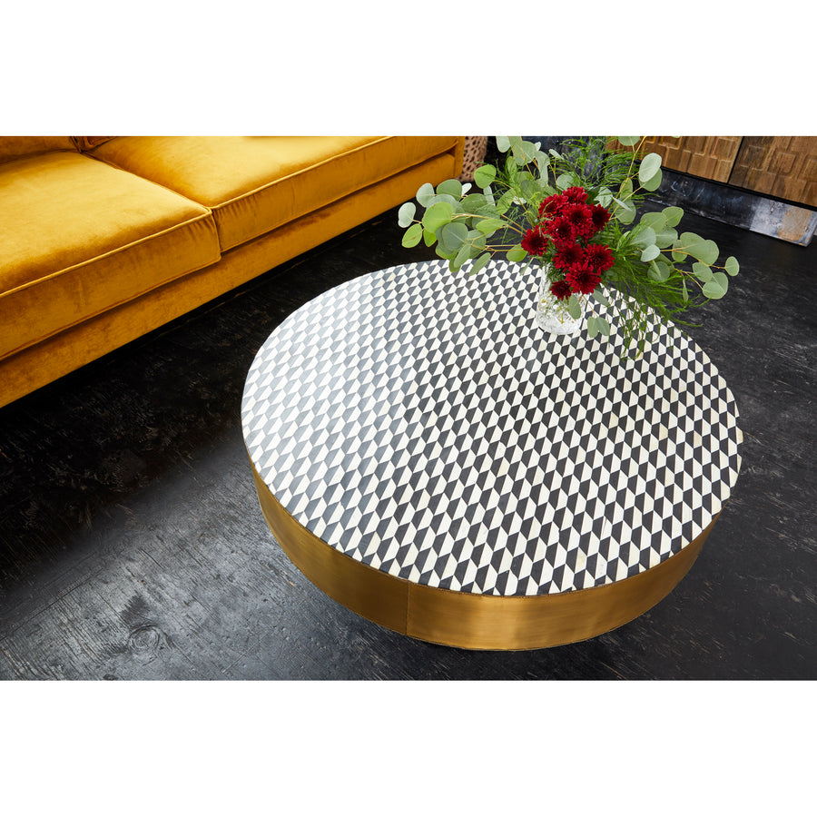 Moe's Home Optic Coffee Table in Brass, Black & White (16' x 31.5' x 31.5') - GZ-1010-43