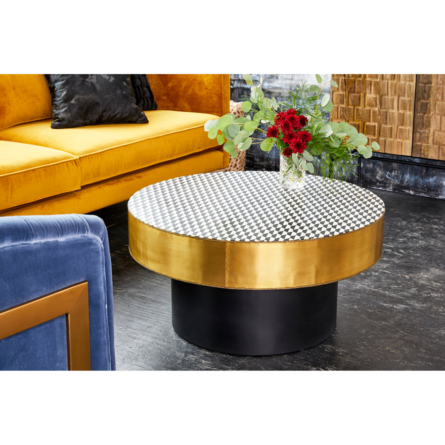 Moe's Home Optic Coffee Table in Brass, Black & White (16' x 31.5' x 31.5') - GZ-1010-43