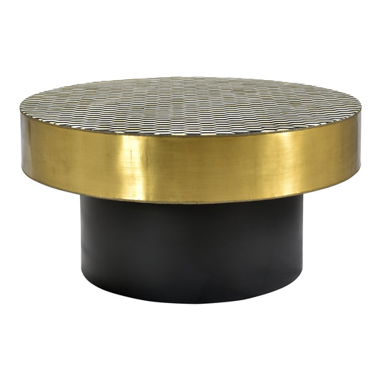 Moe's Home Optic Coffee Table in Brass, Black & White (16" x 31.5" x 31.5") - GZ-1010-43