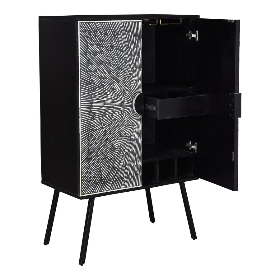 Moe's Home Sunburst Bar Cabinet in Black (51.5' x 32' x 17') - GZ-1120-02