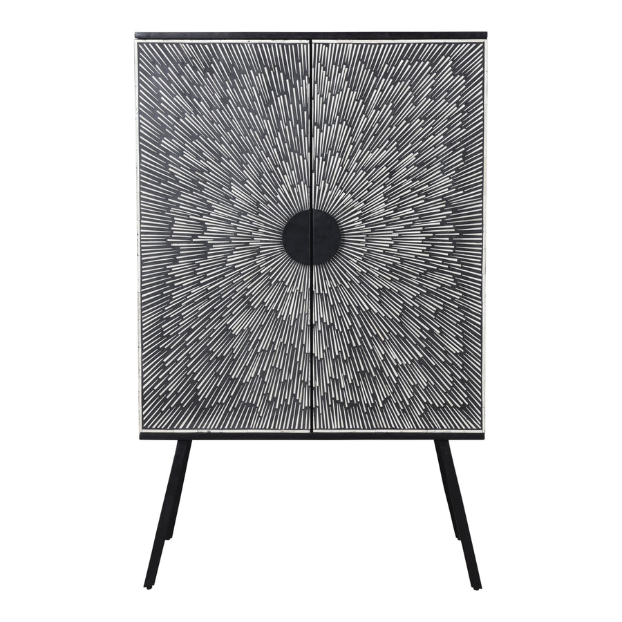 Moe's Home Sunburst Bar Cabinet in Black (51.5' x 32' x 17') - GZ-1120-02