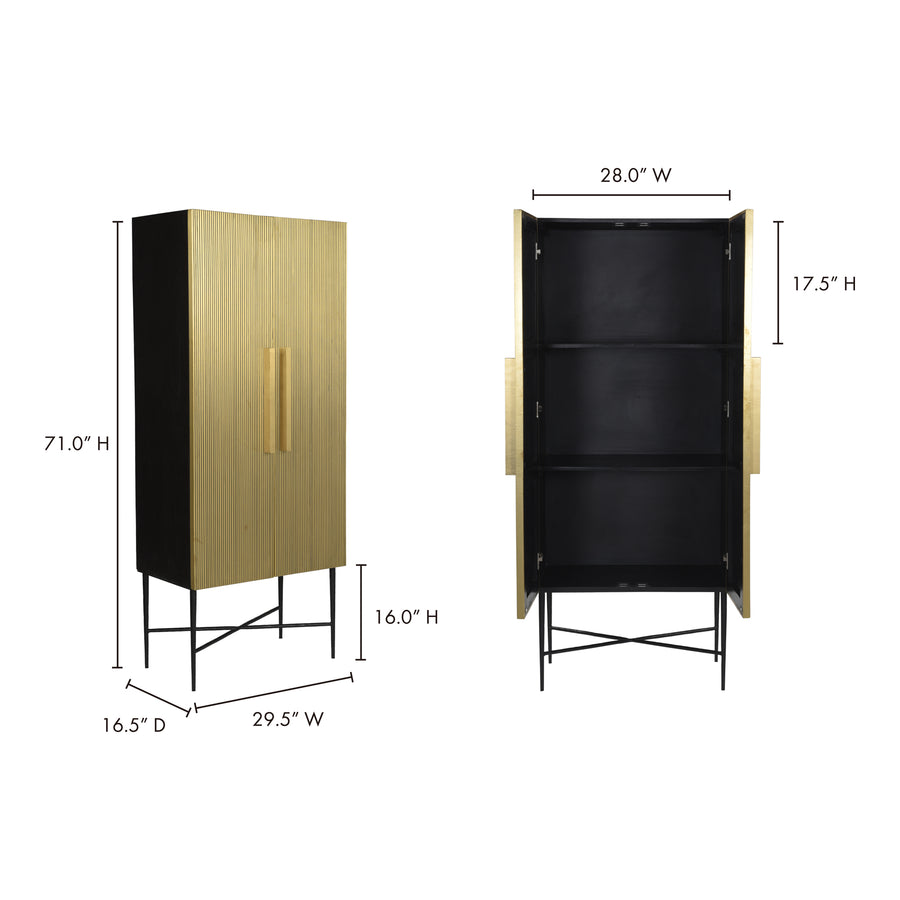 Moe's Home Brogan Storage Cabinet in Gold (71' x 29.5' x 16.5') - GZ-1138-51