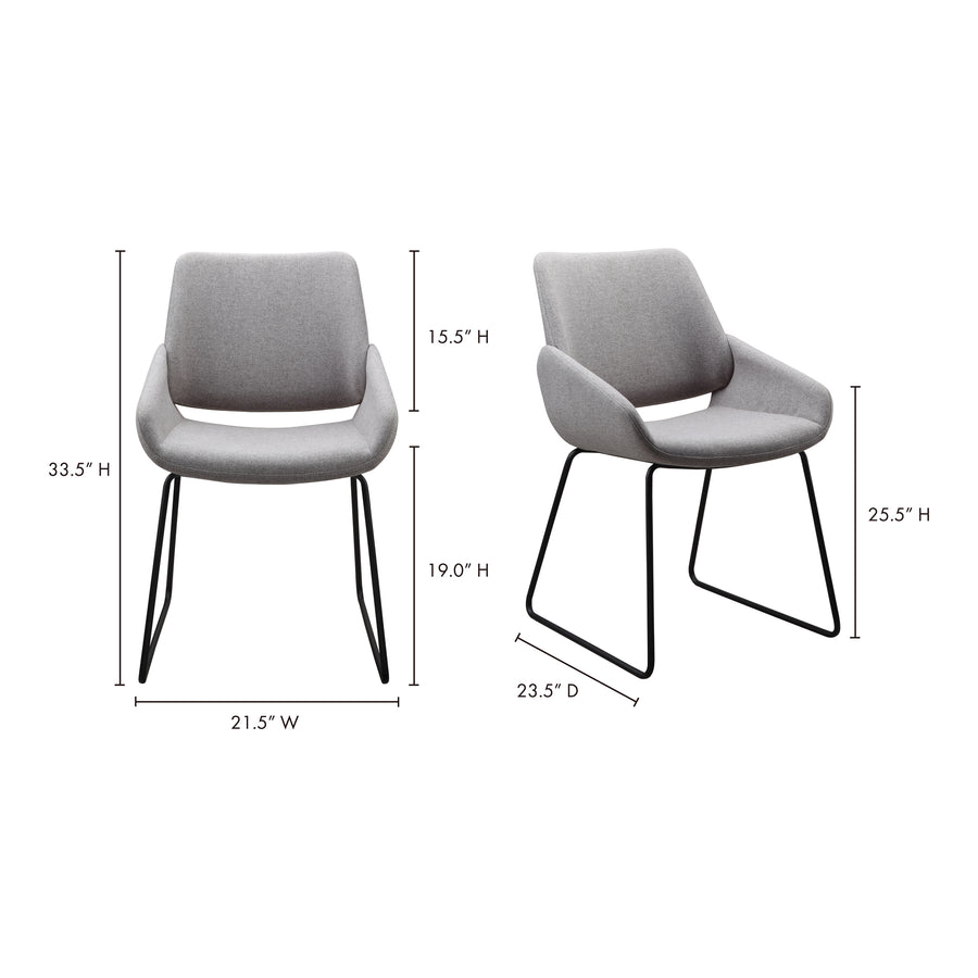 Moe's Home Lisboa Dining Chair in Light Grey (33.5' x 21.5' x 23.5') - HK-1014-29