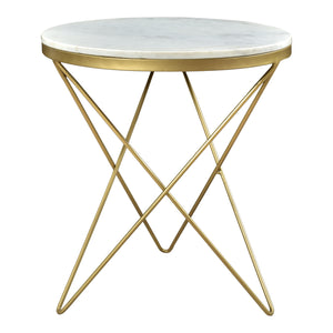 Moe's Home Haley End Table in Gold & White (20' x 20' x 20') - IK-1001-18