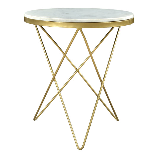 Moe's Home Haley End Table in Gold & White (20" x 20" x 20") - IK-1001-18