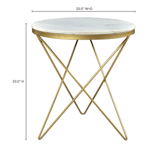 Moe's Home Haley End Table in Gold & White (20' x 20' x 20') - IK-1001-18