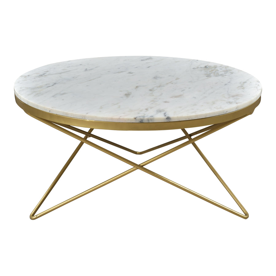 Moe's Home Haley Coffee Table in Gold & White (16' x 32' x 32') - IK-1002-18