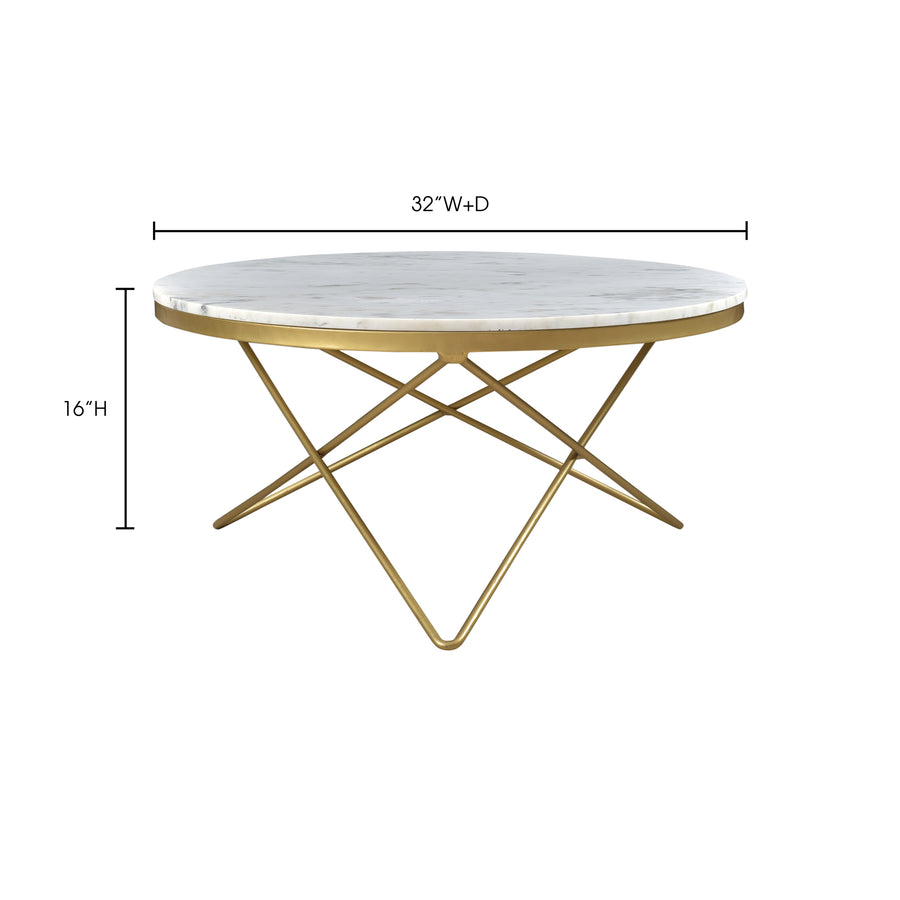 Moe's Home Haley Coffee Table in Gold & White (16' x 32' x 32') - IK-1002-18