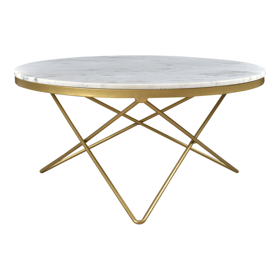 Moe's Home Haley Coffee Table in Gold & White (16' x 32' x 32') - IK-1002-18