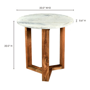 Moe's Home Jinxx End Table in White & Brown (20.5' x 20' x 20') - JD-1019-18