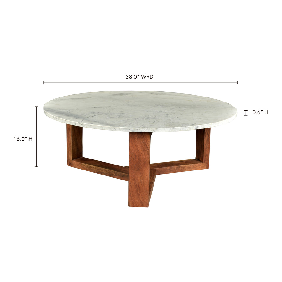 Moe's Home Jinxx Coffee Table in White & Brown (15' x 38' x 38') - JD-1020-18
