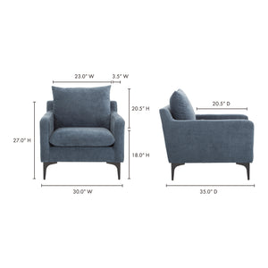 Moe's Home Paris Chair in Blue (27' x 30' x 35') - JM-1010-26