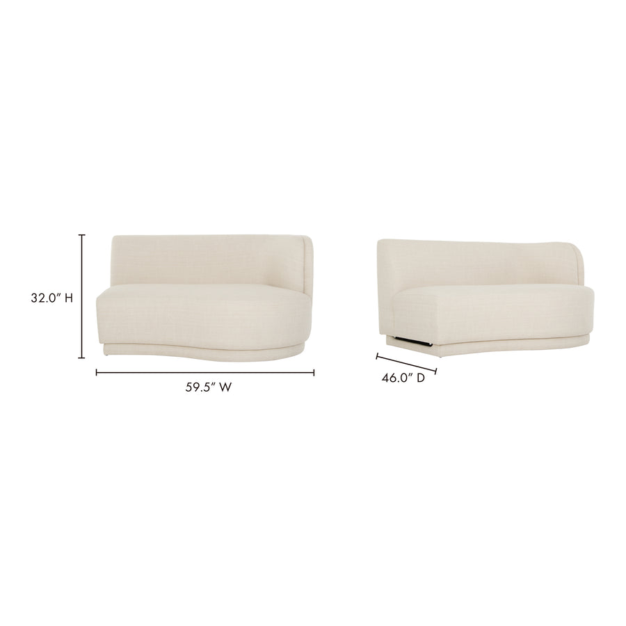 Moe's Home Yoon Chaise in Sweet Cream (32.25' x 59.5' x 46') - JM-1016-05