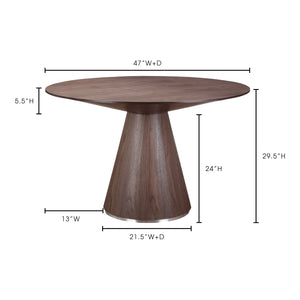 Moe's Home Otago Round Dining Table in Walnut (29.5' x 47' x 47') - KC-1028-03