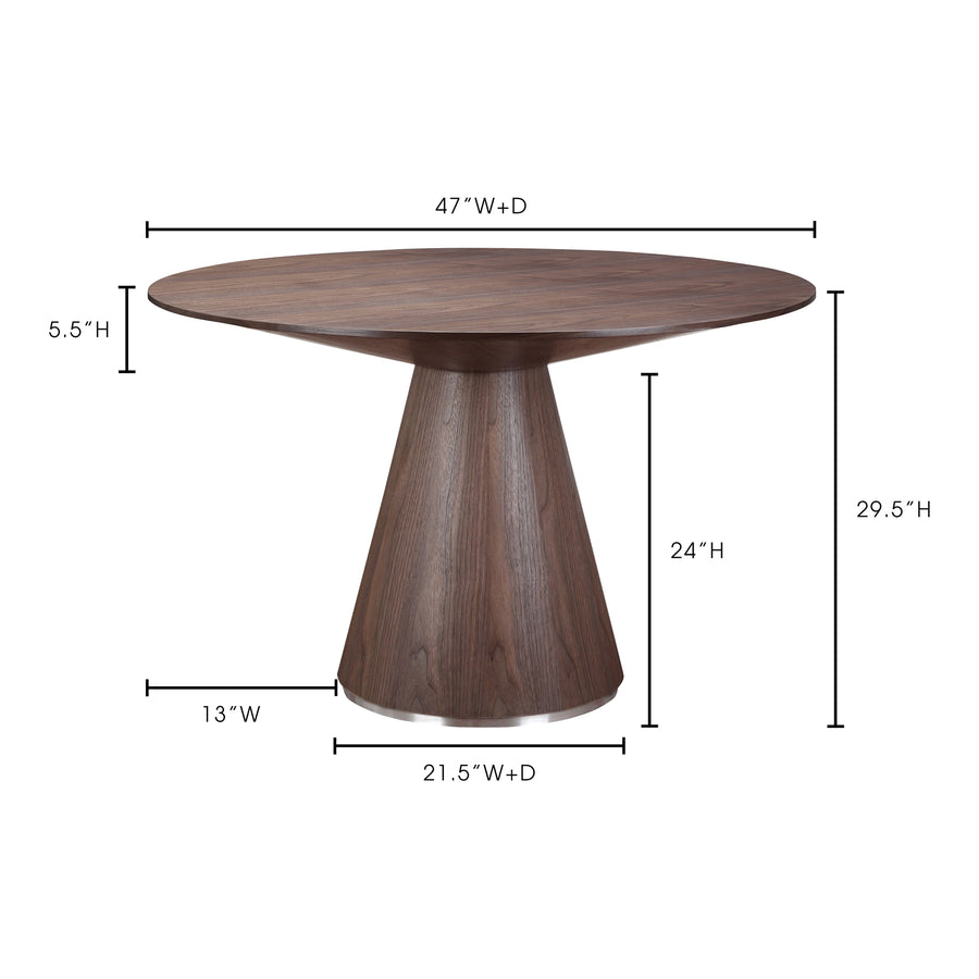 Moe's Home Otago Round Dining Table in Walnut (29.5' x 47' x 47') - KC-1028-03