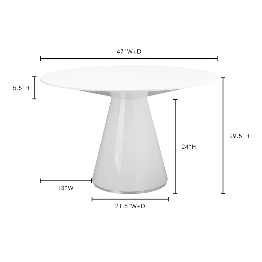 Moe's Home Otago Round Dining Table in White (29.5' x 47' x 47') - KC-1028-18