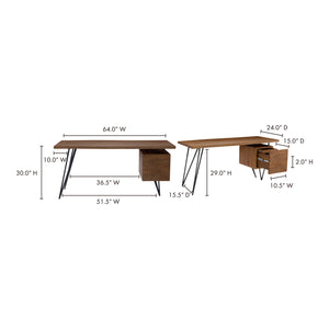 Moe's Home Nailed Desk in Brown (30' x 64' x 24') - LX-1044-03