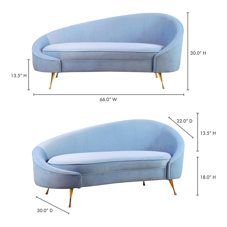 Moe's Home Abigail Chaise in Blue (26' x 66' x 33') - ME-1053-28