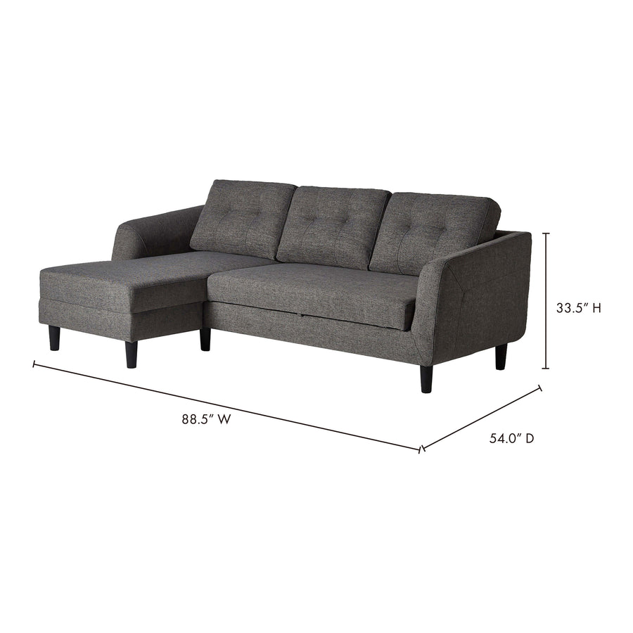 Moe's Home Belagio Sectional in Charcoal Grey (33.5' x 88.5' x 54') - MT-1019-07-L