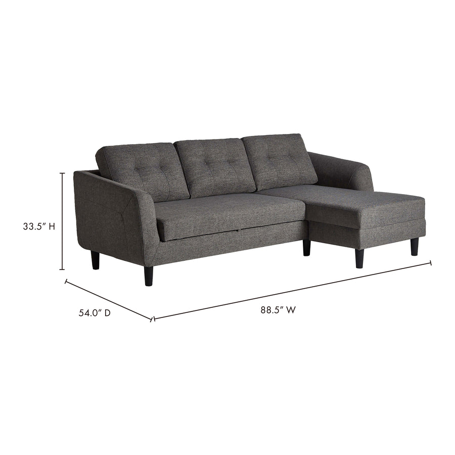 Moe's Home Belagio Sectional in Charcoal Grey (33.5' x 88.5' x 54') - MT-1019-07-R