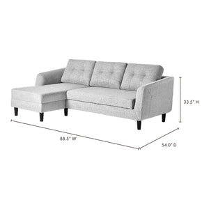 Moe's Home Belagio Sectional in Light Grey (33.5' x 88.5' x 54') - MT-1019-29-L