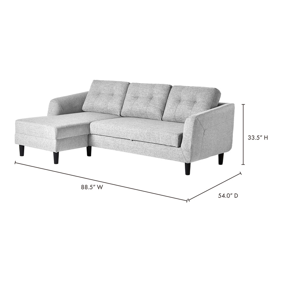 Moe's Home Belagio Sectional in Light Grey (33.5' x 88.5' x 54') - MT-1019-29-L