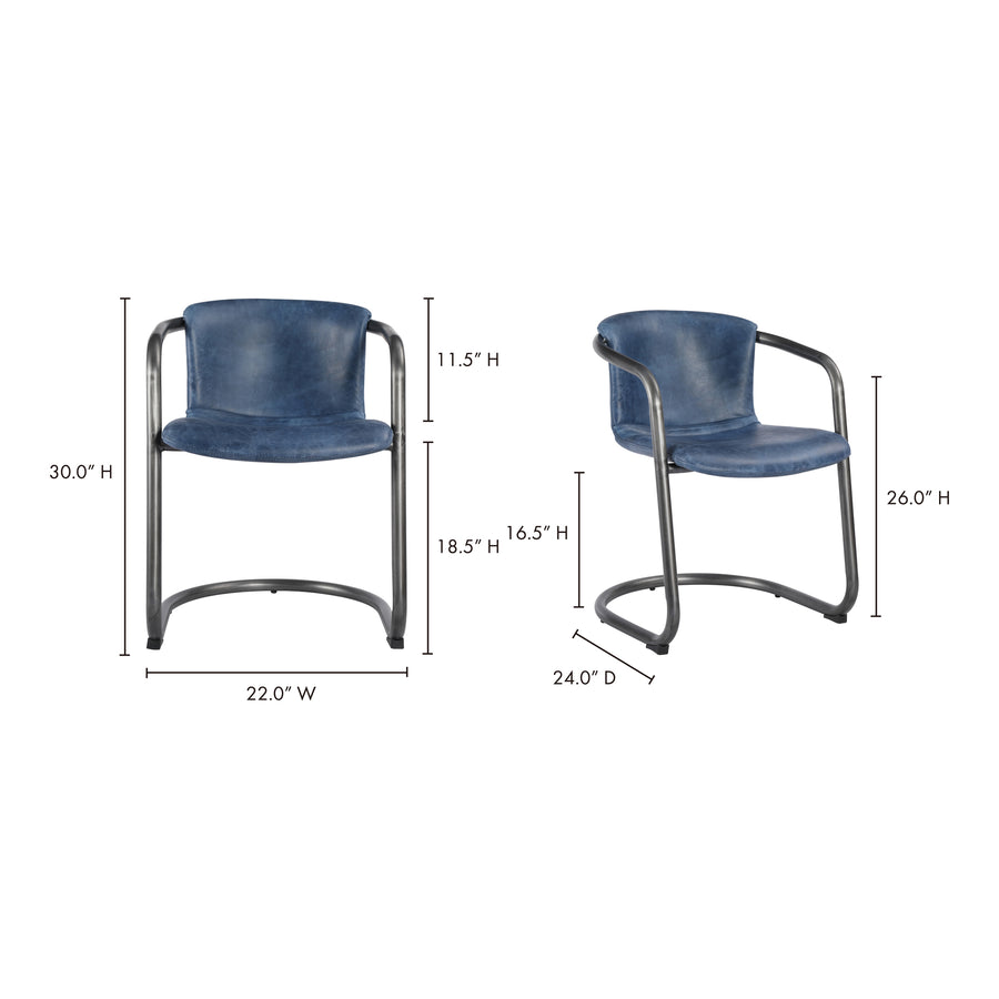 Moe's Home Freeman Dining Chair in Kaiso Blue (30' x 21' x 24') - PK-1059-19
