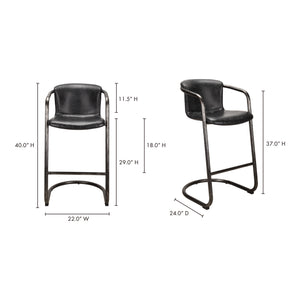 Moe's Home Freeman Bar Stool in Onyx Black (40' x 22' x 24') - PK-1060-02