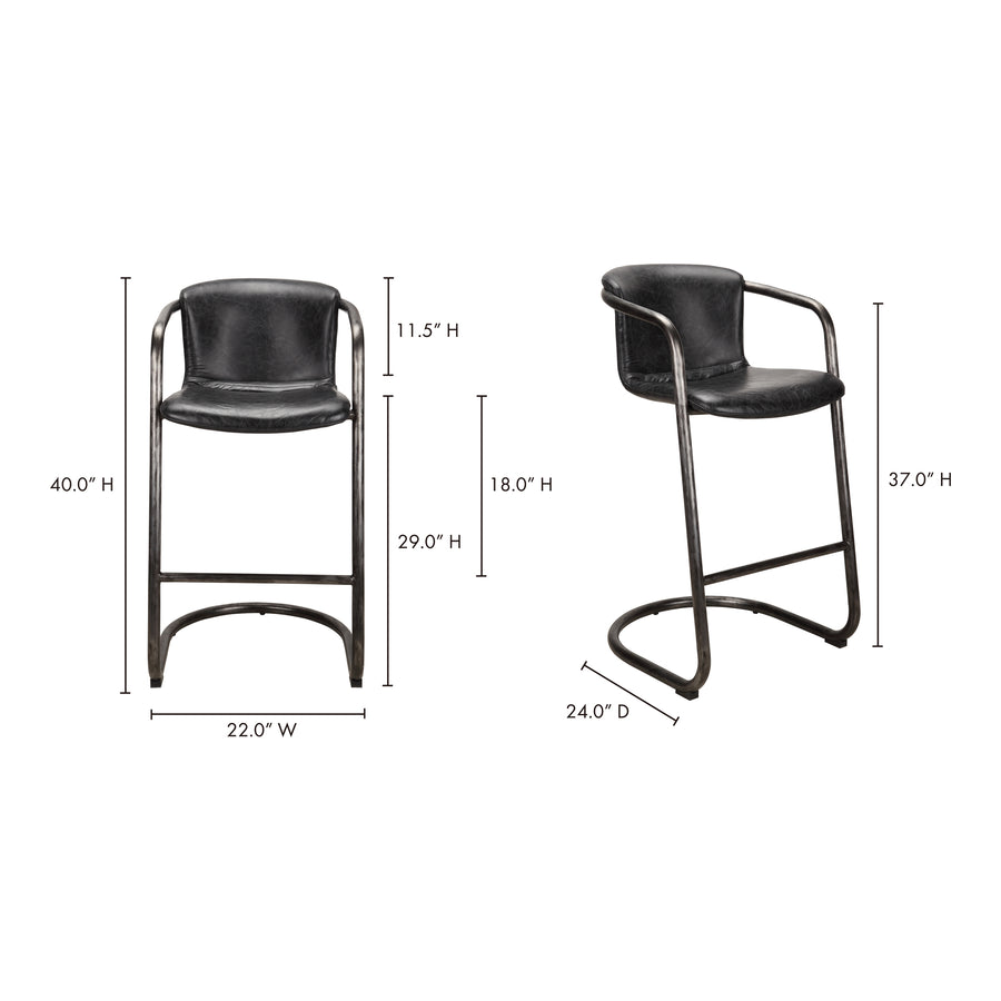 Moe's Home Freeman Bar Stool in Onyx Black (40' x 22' x 24') - PK-1060-02