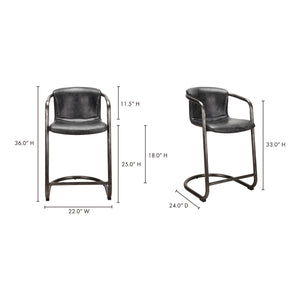 Moe's Home Freeman Counter Stool in Onyx Black (36' x 22' x 24') - PK-1061-02