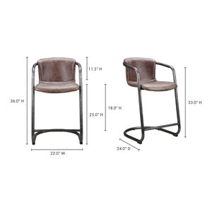 Moe's Home Freeman Counter Stool in Grazed Brown (36' x 22' x 24') - PK-1061-03