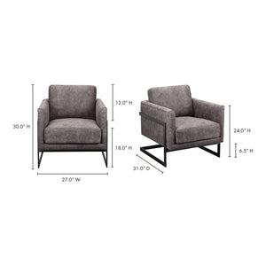 Moe's Home Luxley Chair in Rolling Grey (30' x 27' x 31') - PK-1082-15