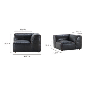 Moe's Home Luxe Sectional in Antique Black (26' x 41' x 41') - QN-1021-01