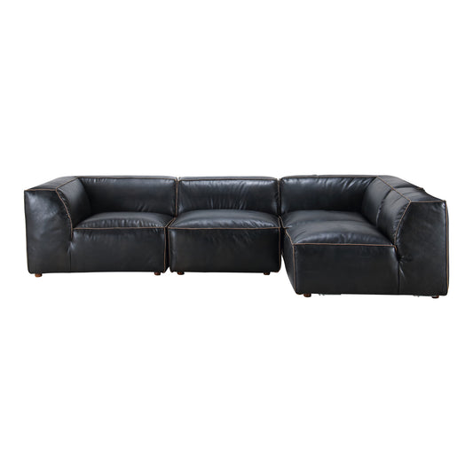 Moe's Home Luxe Sectional in Antique Black (26" x 114" x 82") - QN-1022-01
