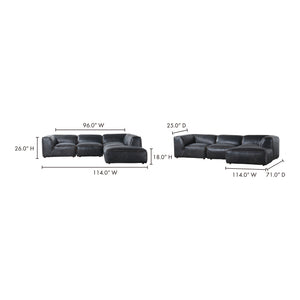 Moe's Home Luxe Sectional in Antique Black (26' x 114' x 71') - QN-1023-01