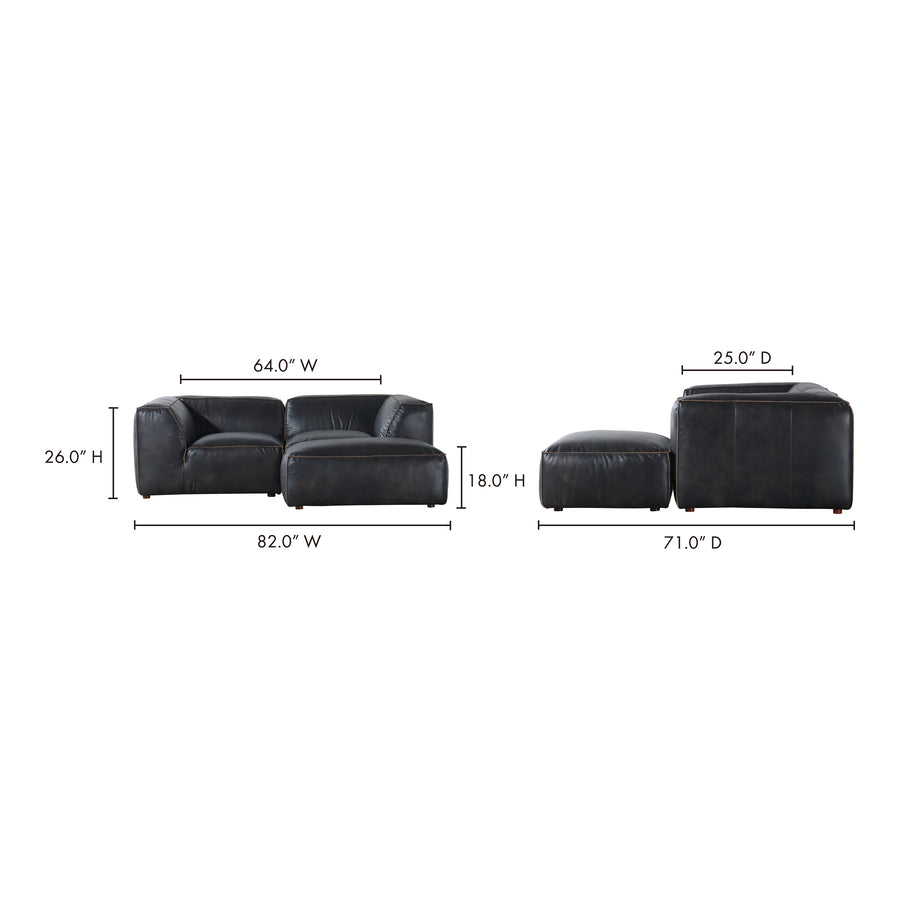 Moe's Home Luxe Sectional in Antique Black (26' x 82' x 71') - QN-1024-01