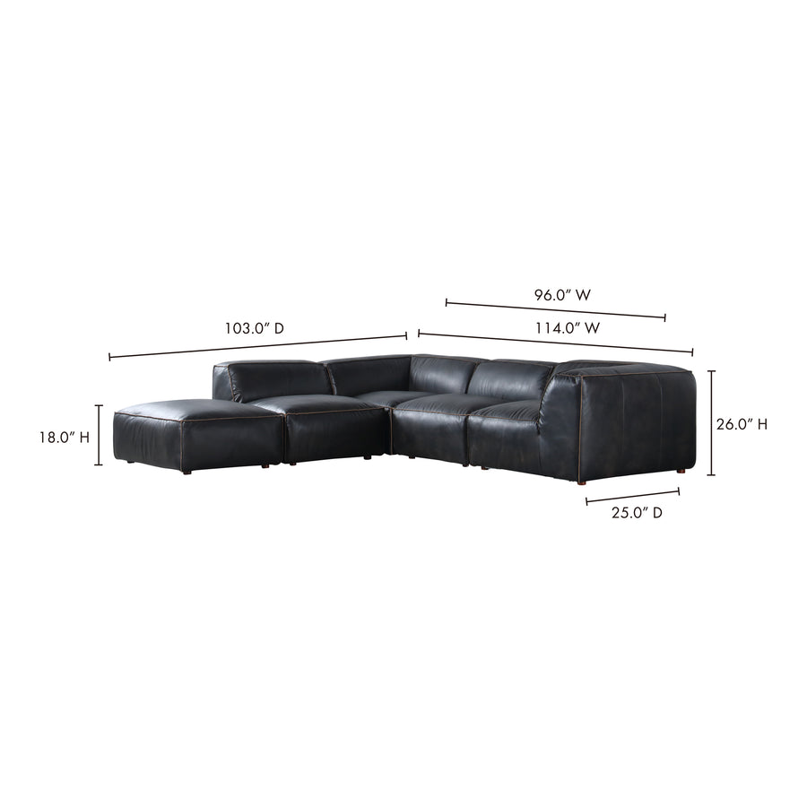 Moe's Home Luxe Sectional in Antique Black (26' x 114' x 103') - QN-1026-01