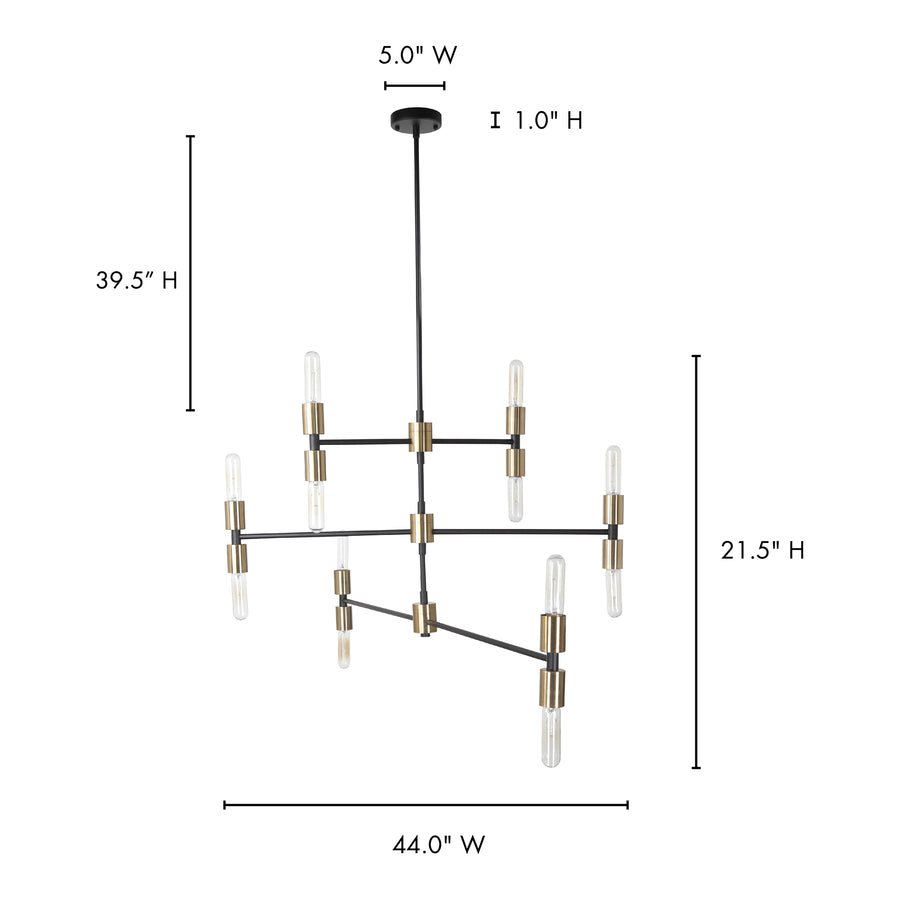 Moe's Home Gamma Pendant in Black & Brass (21.5' x 43.5' x 2') - RM-1055-31