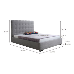 Moe's Home Belle Bed in Light Grey (10' x 65' x 89') - RN-1000-29