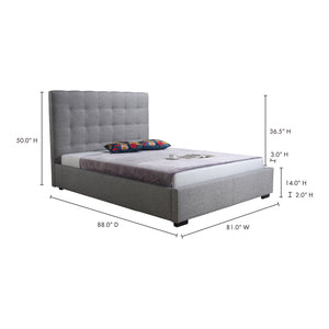 Moe's Home Belle Bed in Light Grey (50' x 85' x 88') - RN-1001-29