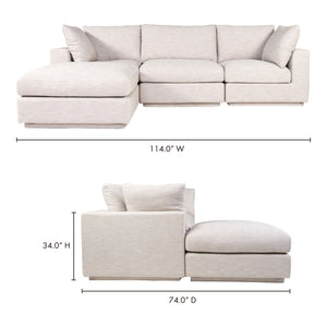 Moe's Home Justin Sectional in Taupe (34' x 114' x 74') - RN-1131-39
