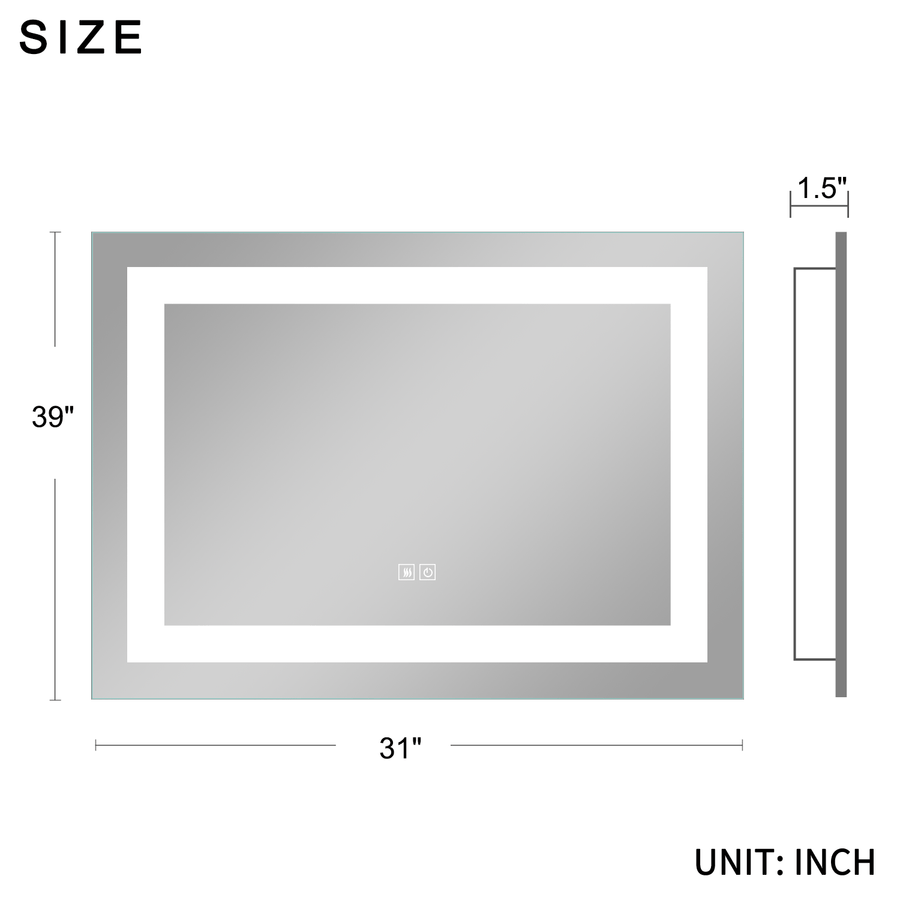 40-in H x 32-in W LED Bathroom Mirror